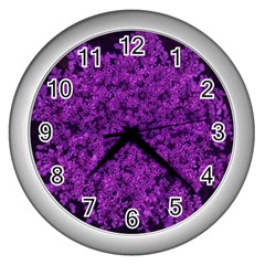 Queen Annes Lace In Purple Wall Clock (silver) by okhismakingart