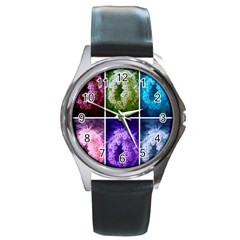 Closing Queen Annes Lace Collage (horizontal) Round Metal Watch by okhismakingart