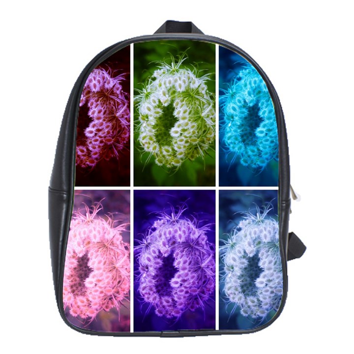 Closing Queen Annes Lace Collage (Horizontal) School Bag (Large)