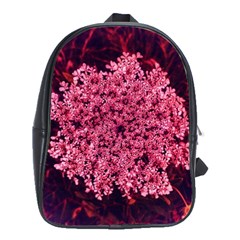 Queen Annes Lace In Red Part Ii School Bag (large) by okhismakingart