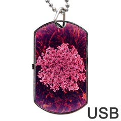 Queen Annes Lace In Red Part Ii Dog Tag Usb Flash (one Side) by okhismakingart