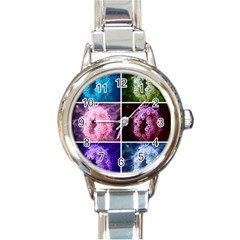 Closing Queen Annes Lace Collage (vertical) Round Italian Charm Watch by okhismakingart