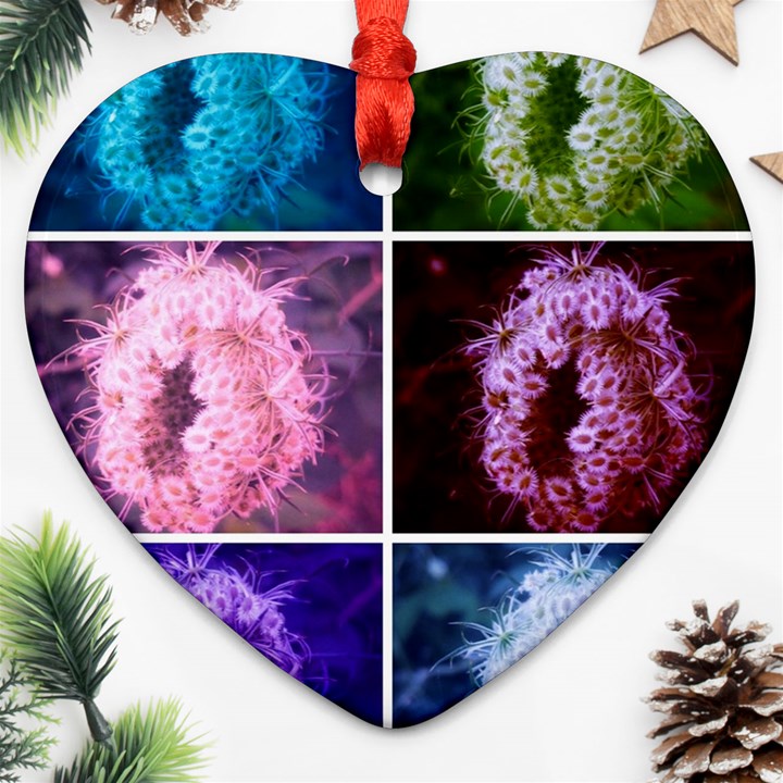 Closing Queen Annes Lace Collage (Vertical) Ornament (Heart)