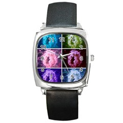 Closing Queen Annes Lace Collage (vertical) Square Metal Watch by okhismakingart