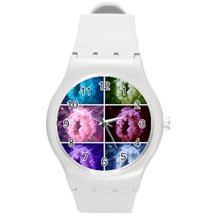 Closing Queen Annes Lace Collage (vertical) Round Plastic Sport Watch (m) by okhismakingart