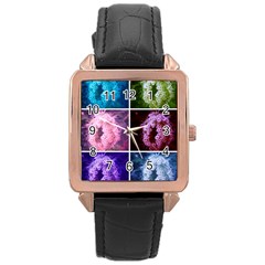 Closing Queen Annes Lace Collage (vertical) Rose Gold Leather Watch  by okhismakingart