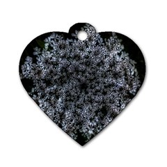 Queen Annes Lace In White Dog Tag Heart (one Side) by okhismakingart