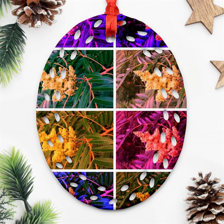 Sideways Sumac Collage Ornament (Oval Filigree)