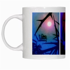 Moon And Locust Tree Collage White Mugs by okhismakingart