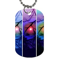 Moon And Locust Tree Collage Dog Tag (one Side) by okhismakingart