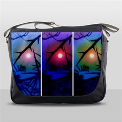 Moon And Locust Tree Collage Messenger Bag by okhismakingart