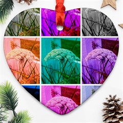 Color Block Queen Annes Lace Collage Ornament (heart) by okhismakingart