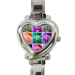 Color Block Queen Annes Lace Collage Heart Italian Charm Watch