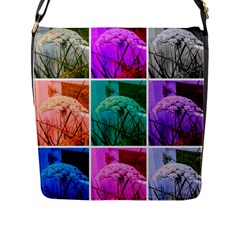 Color Block Queen Annes Lace Collage Flap Closure Messenger Bag (l) by okhismakingart