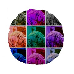 Color Block Queen Annes Lace Collage Standard 15  Premium Flano Round Cushions