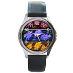 Primary Color Queen Anne s Lace Round Metal Watch Front