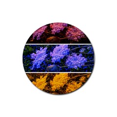 Primary Color Queen Anne s Lace Rubber Round Coaster (4 Pack)  by okhismakingart