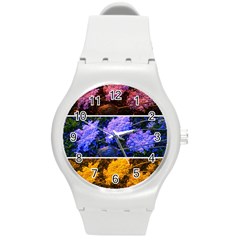 Primary Color Queen Anne s Lace Round Plastic Sport Watch (m) by okhismakingart