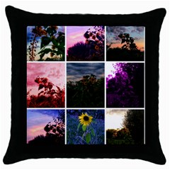 Sunflower Collage Throw Pillow Case (black) by okhismakingart