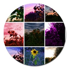 Sunflower Collage Magnet 5  (round) by okhismakingart