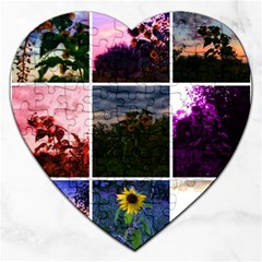 Sunflower Collage Jigsaw Puzzle (heart) by okhismakingart