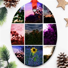 Sunflower Collage Oval Ornament (two Sides) by okhismakingart