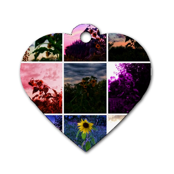 Sunflower Collage Dog Tag Heart (Two Sides)