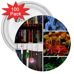 Floral Collage 3  Buttons (100 Pack)  by okhismakingart