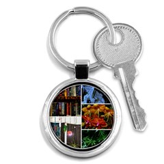 Floral Collage Key Chains (round)  by okhismakingart