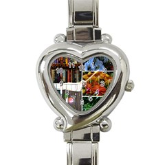 Floral Collage Heart Italian Charm Watch