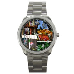 Floral Collage Sport Metal Watch by okhismakingart