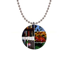 Floral Collage 1  Button Necklace by okhismakingart