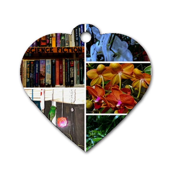 Floral Collage Dog Tag Heart (One Side)