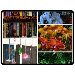 Floral Collage Double Sided Fleece Blanket (large)  by okhismakingart