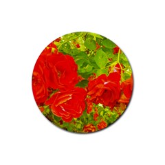 Red Roses Rubber Round Coaster (4 pack) 