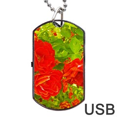 Red Roses Dog Tag USB Flash (One Side)