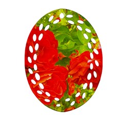 Red Roses Oval Filigree Ornament (two Sides) by okhismakingart