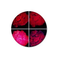 Geranium Collage Rubber Round Coaster (4 Pack)  by okhismakingart