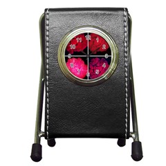 Geranium Collage Pen Holder Desk Clock