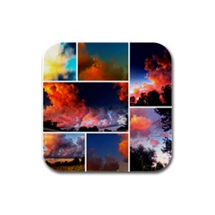 Sunset Collage Rubber Square Coaster (4 Pack)  by okhismakingart