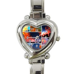 Sunset Collage Heart Italian Charm Watch by okhismakingart