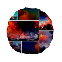 Sunset Collage Standard 15  Premium Round Cushions by okhismakingart