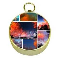 Sunset Collage Gold Compasses by okhismakingart