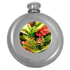 Fern Jungle Round Hip Flask (5 Oz) by okhismakingart