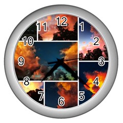 Sunset Collage Ii Wall Clock (silver) by okhismakingart