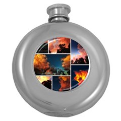 Sunset Collage Ii Round Hip Flask (5 Oz) by okhismakingart