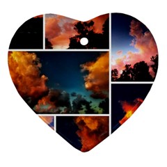 Sunset Collage Ii Heart Ornament (two Sides) by okhismakingart