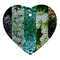 Queen Annes Lace Vertical Slice Collage Ornament (heart) by okhismakingart