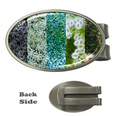 Queen Annes Lace Vertical Slice Collage Money Clips (oval)  by okhismakingart