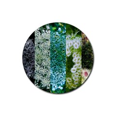 Queen Annes Lace Vertical Slice Collage Rubber Coaster (round)  by okhismakingart